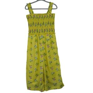 Janie and Jack Yellow Wide Leg Floral Romper Size 4T Easter